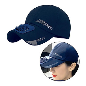 Outdoor Cooling Fan Hat Baseball   Sun Hat Outdoor Camping Blue