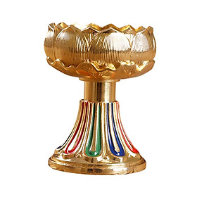 Lotus Ghee Lamp Holder, Craft Ornaments Tea Light Holder Oil Lamp for Tibetan Temples