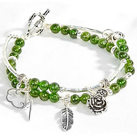 Vòng tay 2 line đá diopside phối charm mây sét Ngọc Quý Gemstones