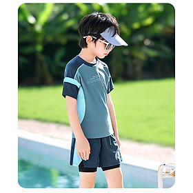 Hình ảnh Đồ bơi bé trai rời size đại 7-16 tuổi phối màu in chữ hàng YLIKE vải co giãn cực tốt kiểu dáng thời trang