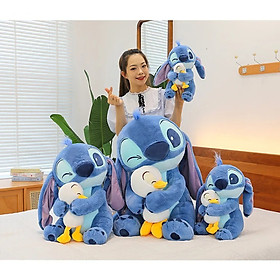Thú nhồi bông Stitch ôm vịt đáng yêu - Size 22cm - Gồm 1 Stitch và Một Bé Vịt Rời Cute