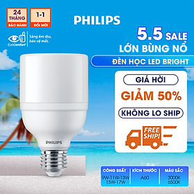 Bóng đèn Philips LED Bright E27 bảo vệ mắt, ánh sáng vàng, ánh sáng trắng (01 bóng)