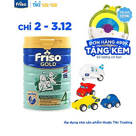 Sữa Bột Friso Gold 4 Cho Trẻ Từ 2-4 Tuổi 900g + Tặng Bộ 4 Xe Đồ Chơi