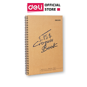 Sổ Vẽ Phác Thảo Deli 40 Trang - Gáy Lò Xo - Khổ Ngang A4/B5 - Giấy Định Lượng 100Gsm / 110Gsm - 7696 / 7697 / 73632