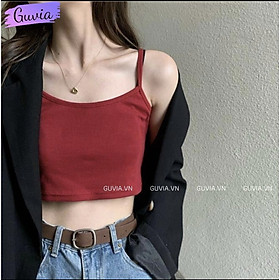 Áo croptop hai dây mảnh nữ trơn, Ôm Body Chất Tốt, Áo thun Kiểu nữ ôm thun gân mềm mát Mẫu Mới dưới 53kg Nhã Dung Store