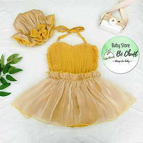 Đầm Body Yếm Vàng TẶNG KÈM NÓN dễ thương cho bé