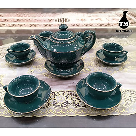 Mua Bộ Ấm Chén Men Xanh Cổ Vịt Viền Vàng Cao Cấp GSBT