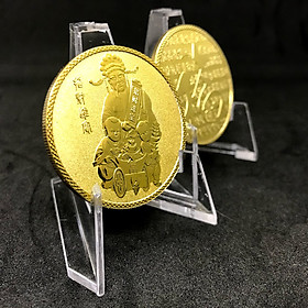 Đồng Xu Hình Thần Tài màu vàng - Với đường kính 40mm - Độ dày 3mm có thiết kế rãnh vô cùng sắc xảo - Quà Tặng Trang Trí Trưng Bày - Dành cho ngày Thần Tài Tết 2020 - Tặng Kèm Hộp Đựng Xu bằng Nhung Cao Cấp - TMT Collection