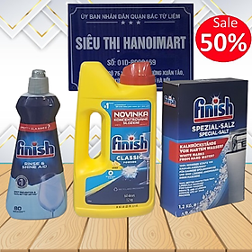 Combo Bột rửa bát Finish 2,5kg + Muối 1,2kg + Nước làm bóng 400ml