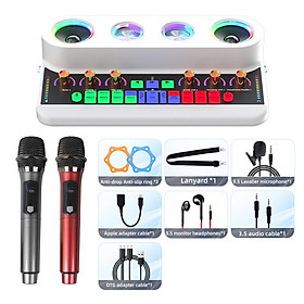 Sound Card Âm Thanh Máy All-In-One Card Âm Thanh Di Động Loa Karaoke Gia Đình Loa Không Dây Mic Cho Gia Đình KTV Square Dance Màu sắc: S20-Trắng-L