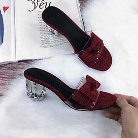 Hàng y hình Dép cao gót trong quai nơ gót 5p T&T