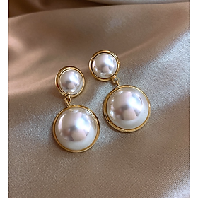 Bông Tai Xỏ Lỗ Bằng Bạc 925 Đính Ngọc Trai Nhân Tạo Lớn Phong Cách Retro Sang Trọng Thời Trang Cho Nữ