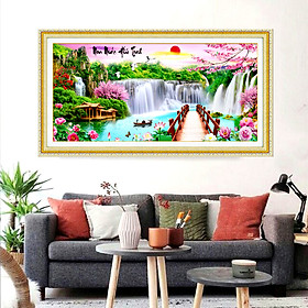 Mua Tranh thêu chữ thập Phong cảnh non nước hữu tình 120*55cm - tự thêu