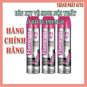 Xịt bọt đa năng vệ sinh nội thất ô tô xe hơi tẩy vết bẩn bề mặt nỉ da nhựa vải Flamingo 650ml F002