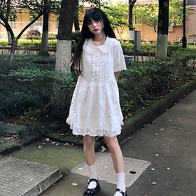 SHUANGYAN Ngọt ngào nhỏ tươi trắng nàng tiên đầm mùa hè búp bê cổ ren ren nhỏ mối tình đầu đầm