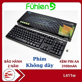 Bàn phím Gaming không dây Fuhlen L411w, Tuổi thọ 20 triệu lần nhấn, BH 2 năm, Tặng kèm pin- Hàng nhập khẩu