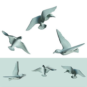3pcs 3D Resin Seagull Flying Bird Ornament Handmade Wall Art Sculpture Green