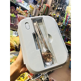 Mua hộp cơm lúa mạch 3 ngăn có đũa thìa siêu cute  inox