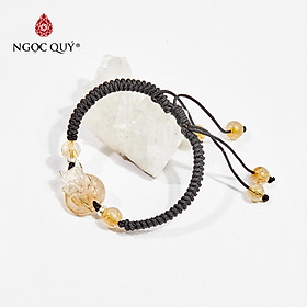 Vòng tay kết dây đá thạch anh tóc vàng charm hồ ly mệnh thủy , kim - Ngọc Quý Gemstones