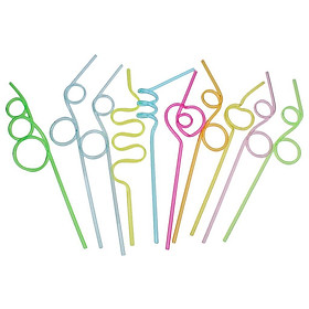 10x Curly Drinking Straws and 10pcs Round Dots Paper Plate Wedding Favours