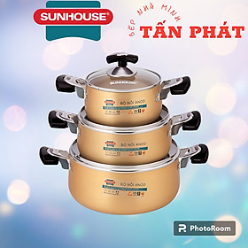 Mua Bộ 3 nồi nhôm anod Sunhouse SH6634N 16-20-24cm (không dùng trên bếp từ) hàng chính hãng