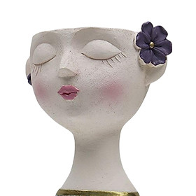 Girls Resin Statue Planters Flower Pot Indoor Flower Vase Human Head Figurines for Dining Room Party Kitchen Decoration Wedding