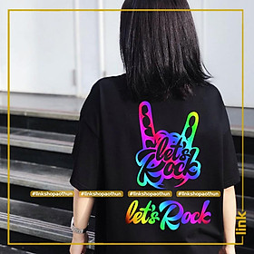 Áo phản quang LET'S ROCK cool ngầu unisex tay lỡ (Đen)