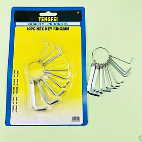 Bộ Lục Giác Chữ L 10 Chiếc Đầu Bằng Cao Cấp - Kích Thước 1,5-10mm - Nhỏ Gọn, Tiện Dụng