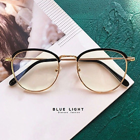 Kính Giả Cận, Gọng Kính Cận Nam Nữ Mắt Tròn Mí Đen Gọng Vàng Hàn Quốc - BLUE LIGHT SHOP