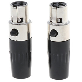 2 Packs XLR 3 Pin Female Audio Mic Microphone Connector, Black+Silver Housing