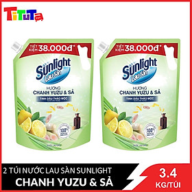 Combo 2 Nước lau sàn Sunlight Thiên nhiên chiết xuất Chanh Zuzu & Sả túi