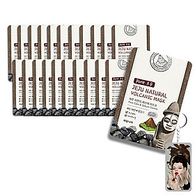 Bộ 10 miếng mặt nạ tro bụi núi lửa JeJu Volcanic Mask Hàn Quốc 10x20g + Móc khóa