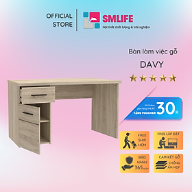 Bàn làm việc, bàn học gỗ hiện đại SMLIFE Davy  | Gỗ MDF dày 17mm chống ẩm | D120xR60xC75cm