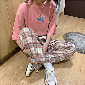 Quần kẻ CARO Unisex Form Rộng Dáng Xuông Cạp Cao Mẫu Mới Thu 2021