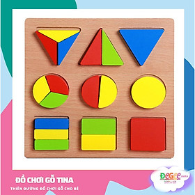 Hình ảnh Đồ chơi gỗ TINA Bảng chia phân số hình học cho bé Đồ chơi gỗ Montessori thông minh cho bé 1 tuổi trở lên