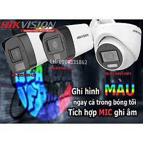  Camera Hikvision 2.0Mp full color tích hợp MIC  sử dụng với đầu ghi hình . DS-2CE16D0T-LFS, DS-2CE76D0T-LMFS, DS-2CE17D0T-LFS - Hàng chính hãng