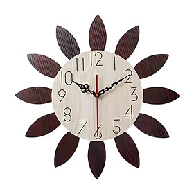 Creative Wooden Wall Clock Silent Sweep Round Clocks for Bedroom Home Decor