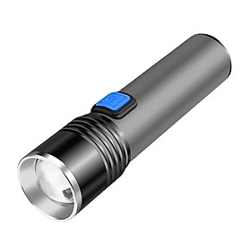 Strong Light Flashlight Telescopic Zoom Mini Pocket LED Flashlight Aluminum Alloy Electric Torch USB Rechargeable 3 Lighting Modes for Outdoor Camping Emergency Car Repair