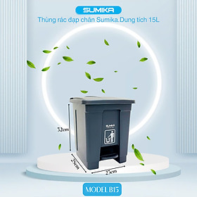 Mua Thùng rác nhựa đạp chân SUMIKA 15L  25L  35L  45L  55L  có nắp đậy  nhựa cao cấp  màu xám