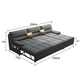 Sofa giường đa năng hộc kéo cao cấp HGK-19 ngăn chứa đồ tiện dụng Tundo KT 2m5
