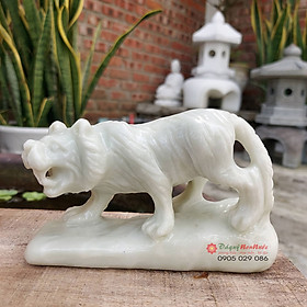 Mua Tượng đá cọp 12 con giáp phong thủy đá trắng xanh 12cm đá Non Nước