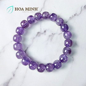 Vòng tay đá Thạch Anh Tím Amethyst tự nhiên hạt vuông bo tròn size 11 li phong cách cổ điển, hoàng gia