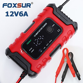 Bộ sạc ắc quy thông minh FOXSUR 12V FBC1206D 6A 4AH - 120AH khử sunfat và tự động ngắt