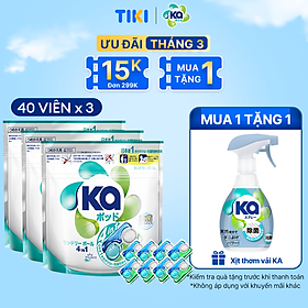 Combo 3 Túi Viên Giặt Xả Đa Năng 4 Trong 1 KA Universal (40 Viên/ Túi)