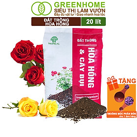 Đất Trồng Hoa Hồng Greenhome, Bao 20dm3 (10kg), Hữu Cơ, Trộn Sẵn, Tiện Lợi, Đầy Đủ Dinh Dưỡng, Rễ Khỏe, Bông To