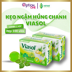 [COMBO 2 HỘP] Kẹo ngậm Viasol húng chanh Vietnat giảm ho ấm họng - 100 viên/ hộp