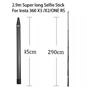 290cm sợi carbon Vô hình phiên bản mở rộng Selfie Stick cho Insta360 x3 / một x3 / một RS Phụ kiện cho GoPro Selfie Stick Color: Silvery