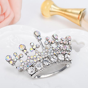 Elegant Fashion Queen Crown Tiara Diamante Rhinestone Brooch Pin Silver