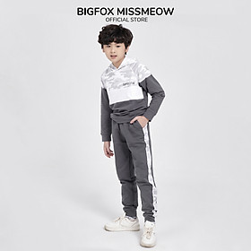 Bộ dài tay bé trai BIGFOX - MISS MEOW size đại, bộ thu đông cho bé phong cách Âu Mỹ phối 3 màu có mũ in SUPER STAR 11 - 38kg