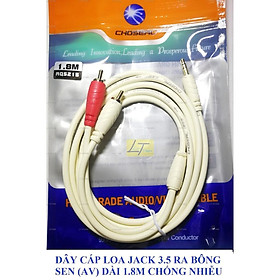 Cáp loa 1 đầu 3.5 ra 2 bông sen RCA dài 1.8M, 3M, 5M, 10M choseal lõi đồng loại tốt (Dây loa 1 ra 2)